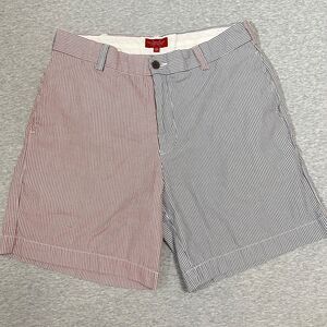 Southern Proper Shorts Mens 34 Blue Red Club Short Stripe Cotton Preppy 7" Logo